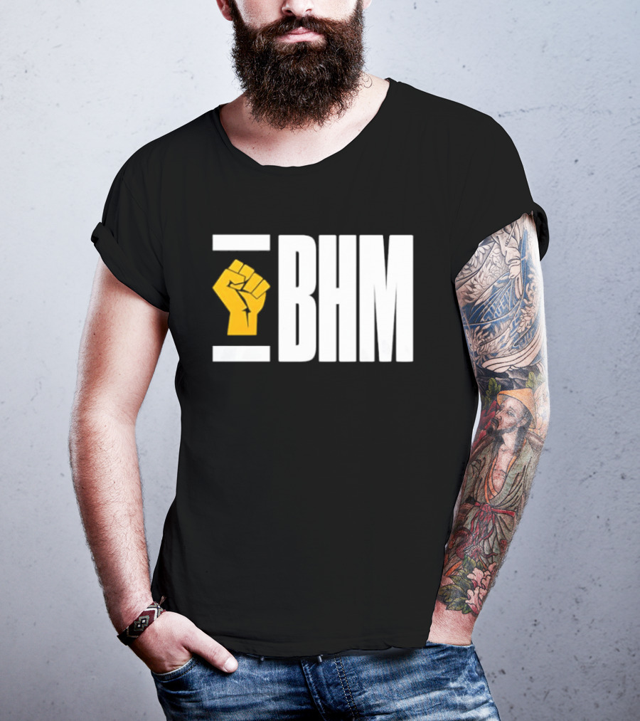 BHM Black History Month Yellow Raised Fist T-Shirt