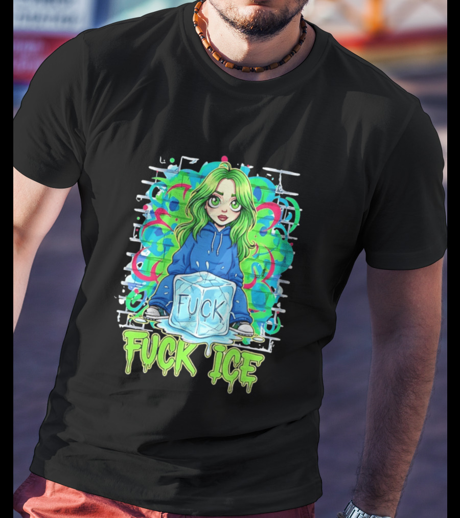 Billie Eilish Cartoon Fck Ice T-Shirt