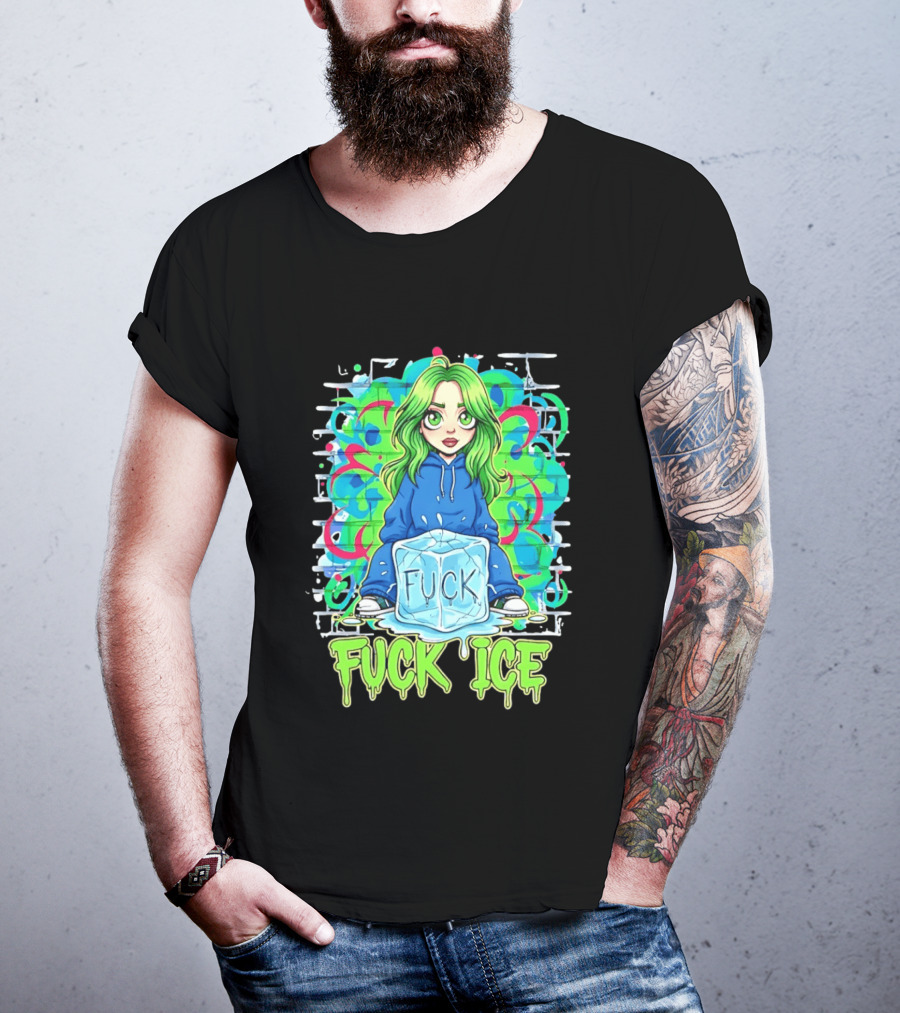 Billie Eilish Cartoon Fck Ice T-Shirt