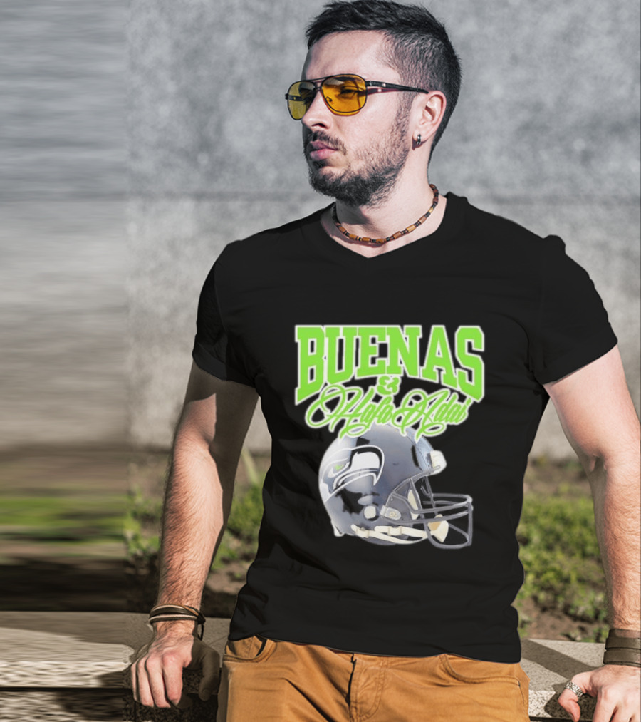 BUENAS Hafa Adai Seattle Seahawks Helmet T-Shirt