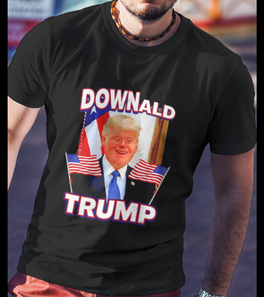 Downald Trump American Flag Parody With Patriotic Backdrop T-Shirt