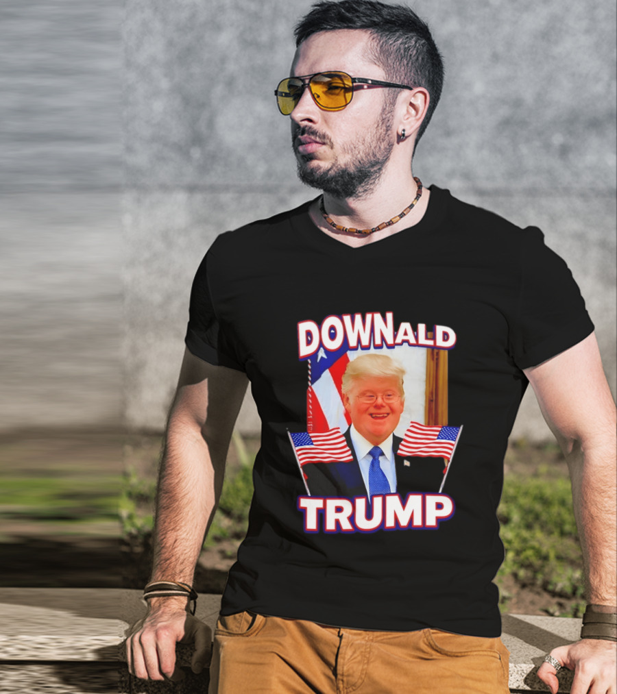 Downald Trump American Flag Parody With Patriotic Backdrop T-Shirt