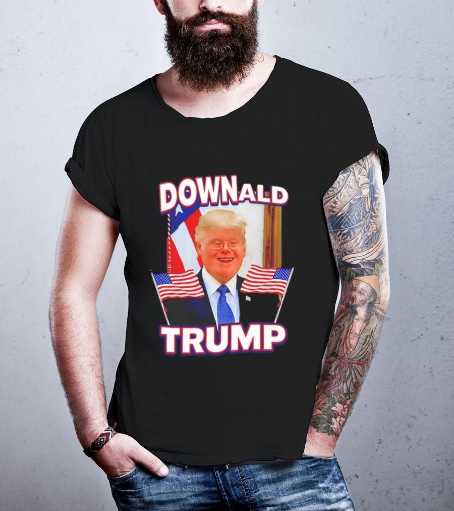 Downald Trump American Flag Parody With Patriotic Backdrop T-Shirt