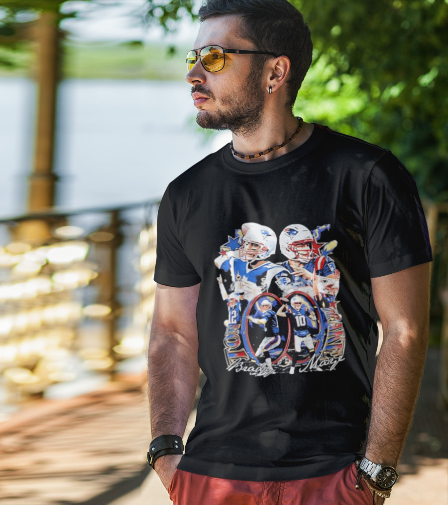 Drake Maye Tom Brady Patriots Quarterback Legacy Moments T-Shirt