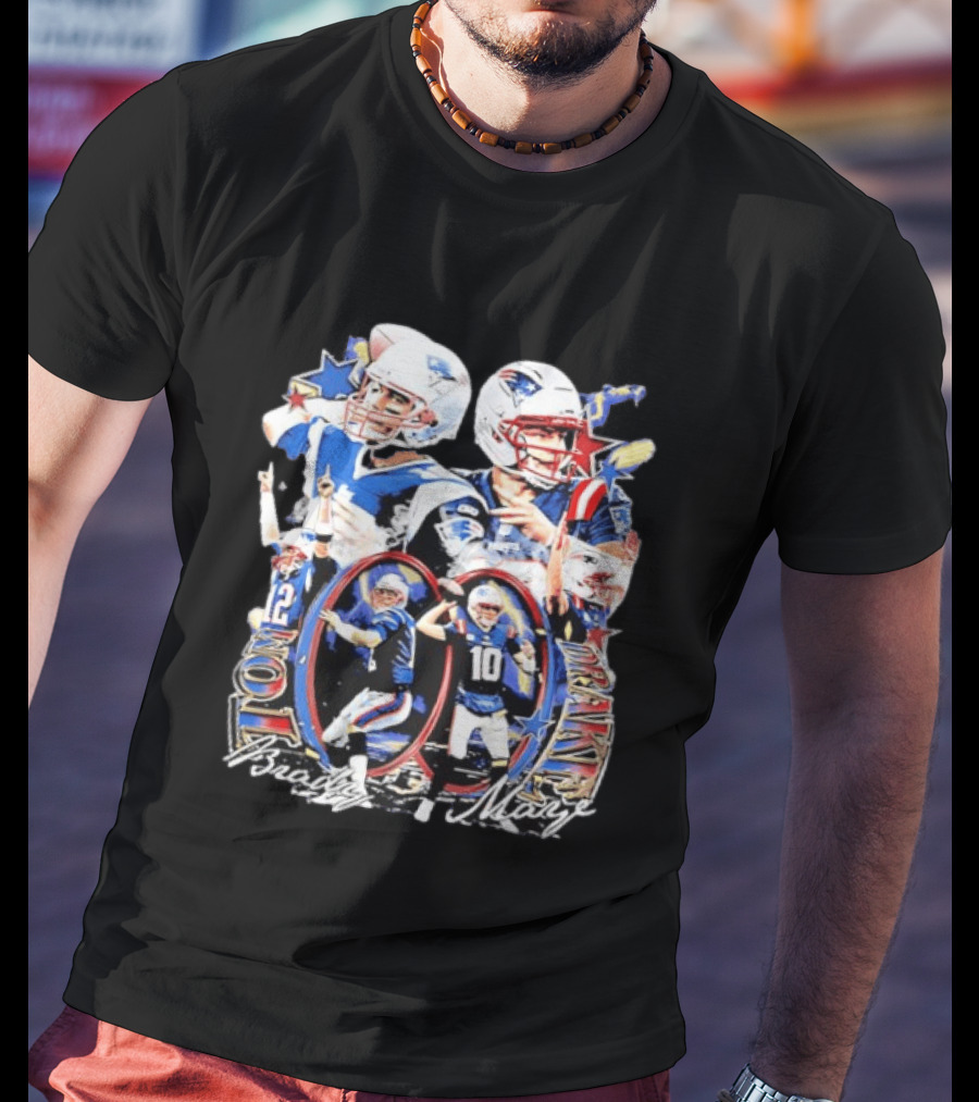 Drake Maye Tom Brady Patriots Quarterback Legacy Moments T-Shirt