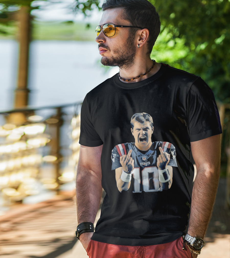 Drake Maye NE Patriots NFL Middle Finger T-Shirt