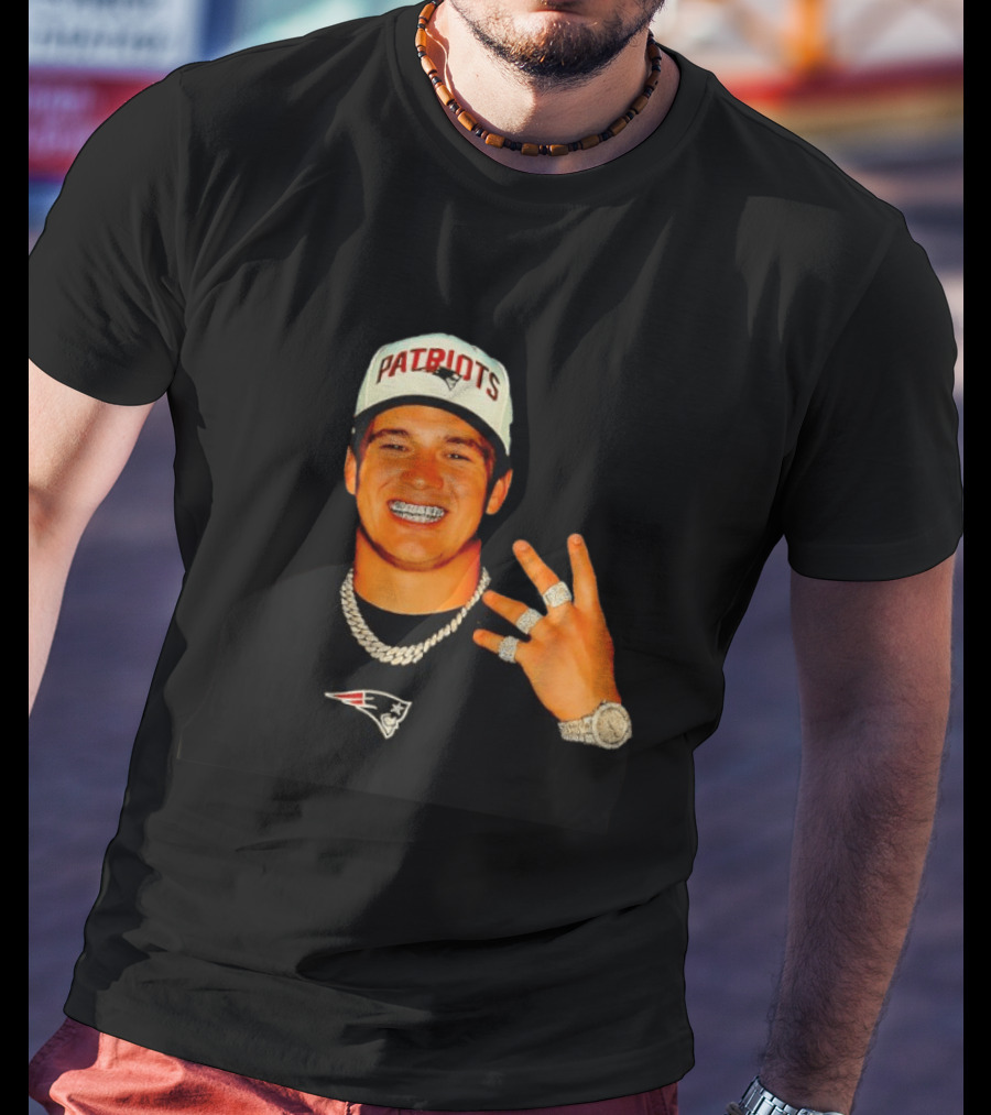 Drake Maye Patriots Ring Collection With New England Patriots Hat And Jewelry T-Shirt