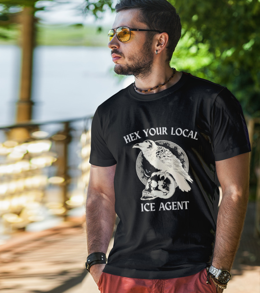 Hex Your Local Ice Agent Raven Skull T-Shirt