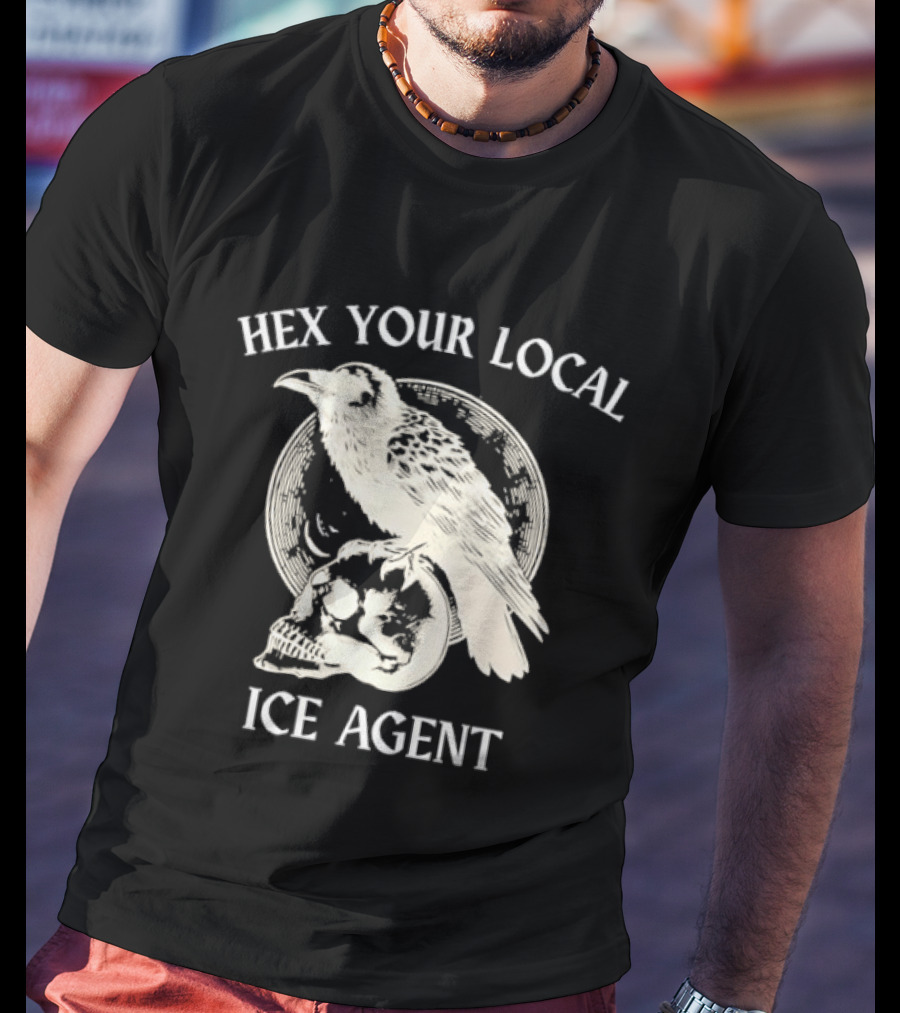 Hex Your Local Ice Agent Raven Skull T-Shirt