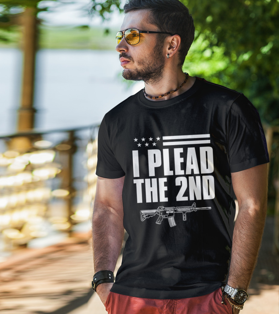 I Plead The 2nd Gun Rights American Flag Rifle T-Shirt