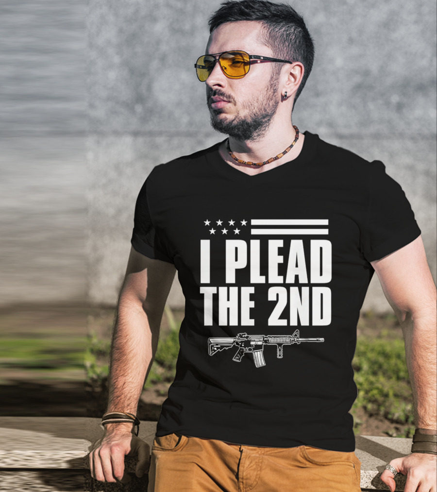 I Plead The 2nd Gun Rights American Flag Rifle T-Shirt