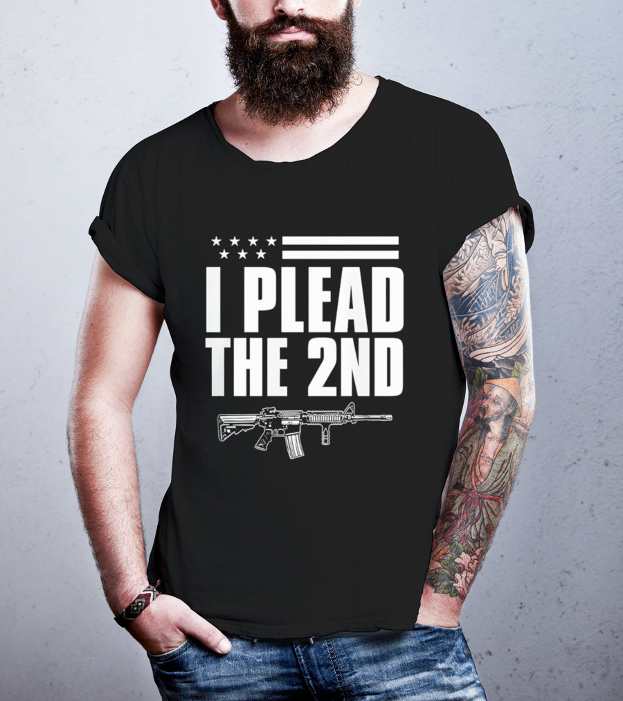 I Plead The 2nd Gun Rights American Flag Rifle T-Shirt