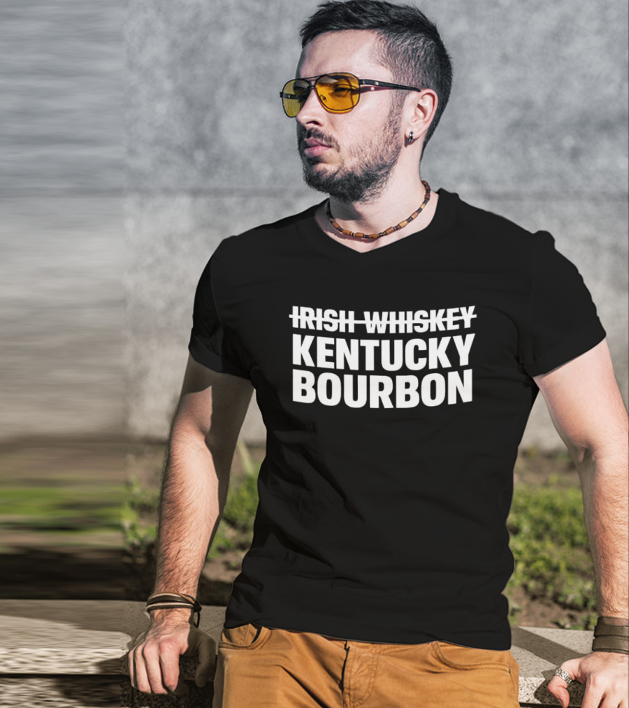 Irish Whiskey Strikethrough Kentucky Bourbon T-Shirt