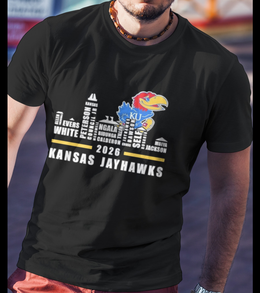 Kansas Jayhawks 2026 Skyline City KU Basketball Team T-Shirt
