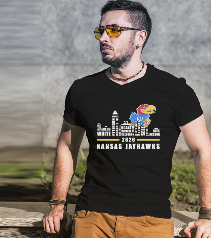 Kansas Jayhawks 2026 Skyline City KU Basketball Team T-Shirt