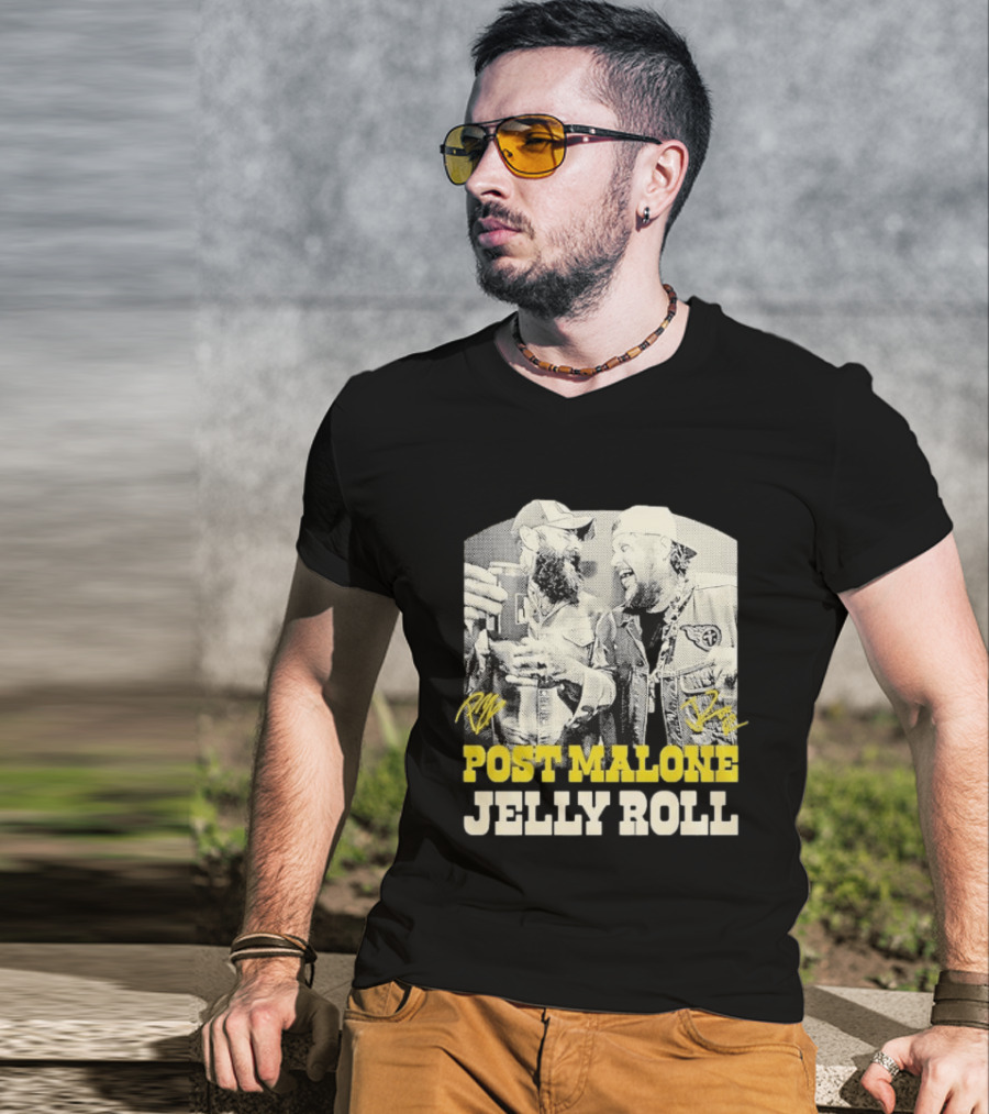 Post Malone Jelly Roll Collaboration Signatures T-Shirt