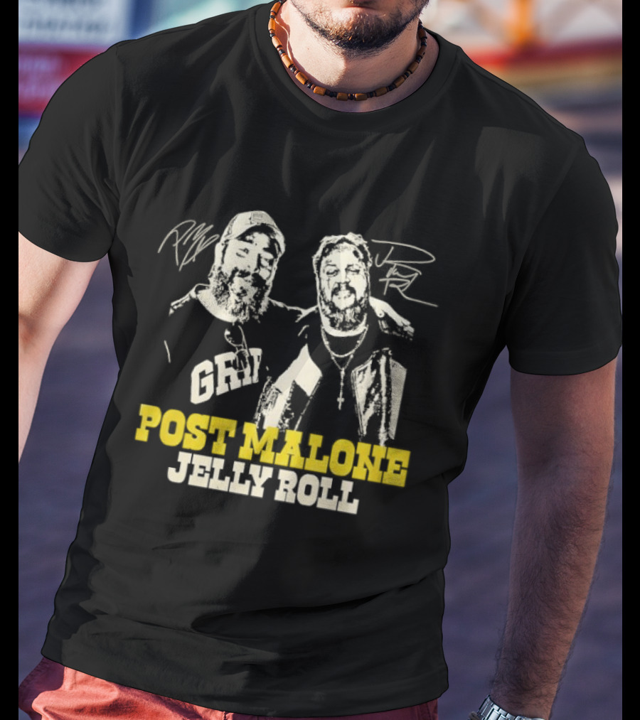 Post Malone Jelly Roll Big Ass Stadium Tour Signatures T-Shirt