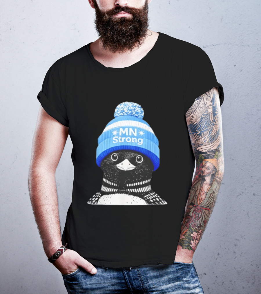 MN Strong Penguin Blue Hat Minnesota T-Shirt