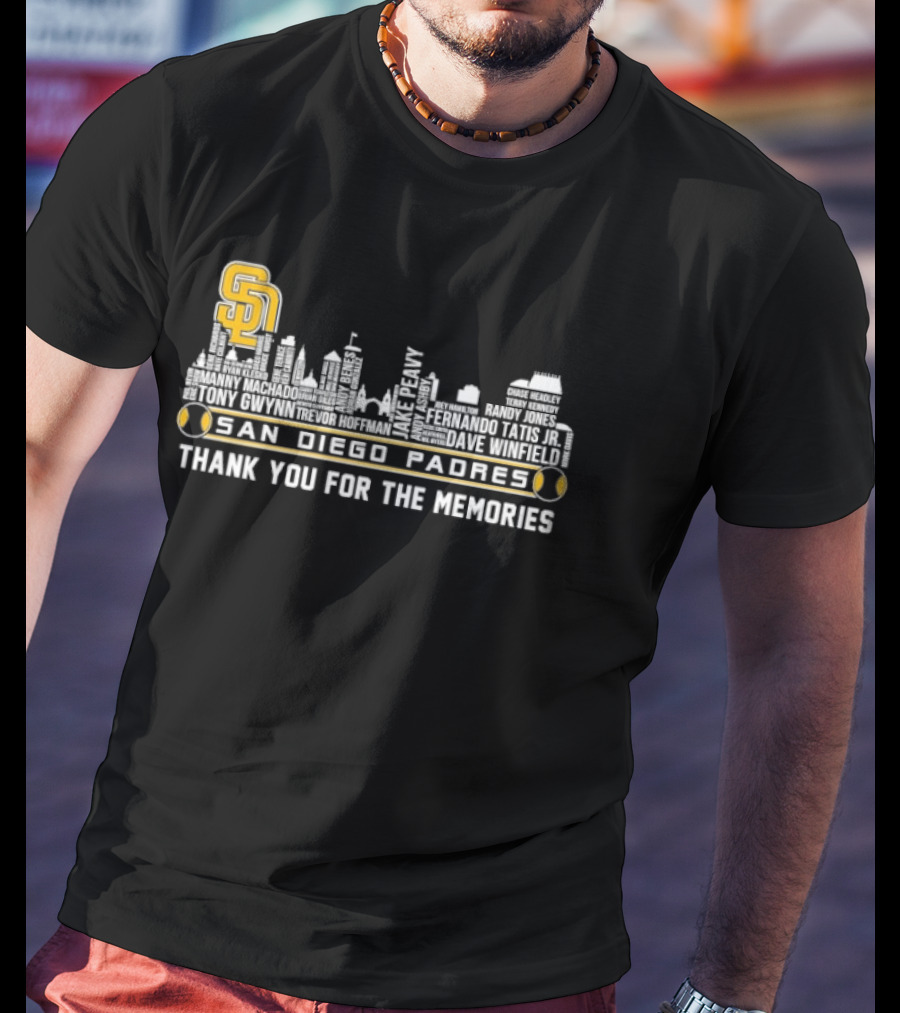 San Diego Padres Skyline Player Names Thank You For The Memories T-Shirt