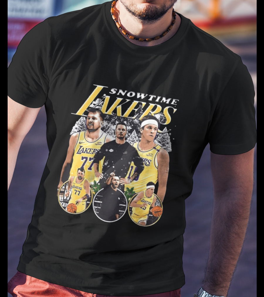 Snowtime Lakers Basketball Champions Iconic Players And Coach T-Shirt