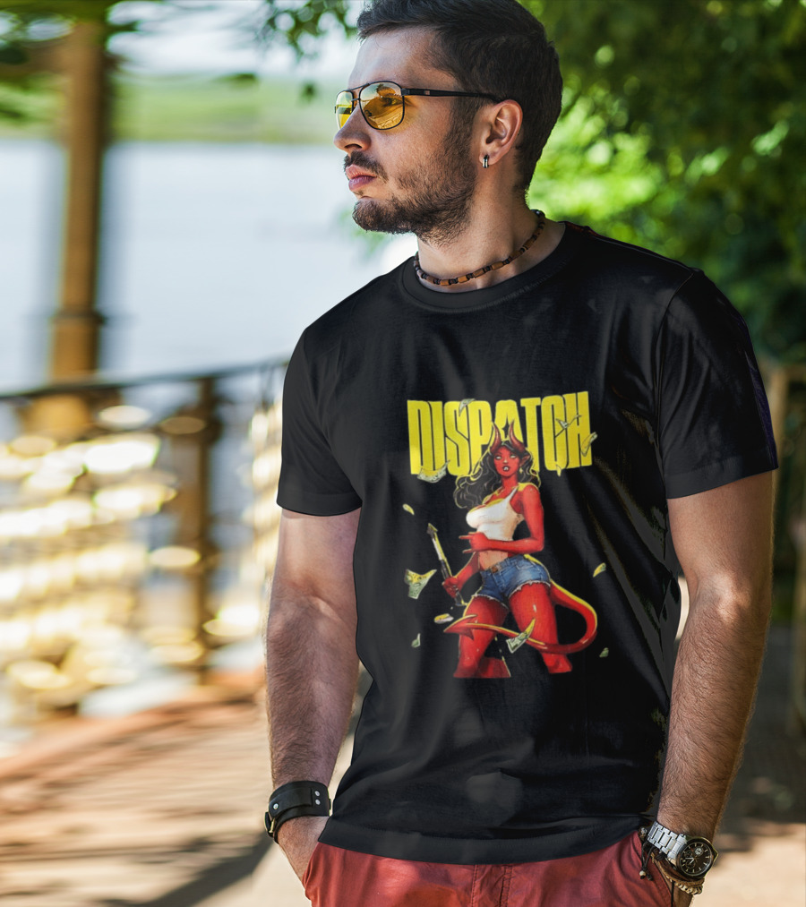 Parky Dispatch Malevola Devil Woman In Denim And White Top With Yellow T-Shirt