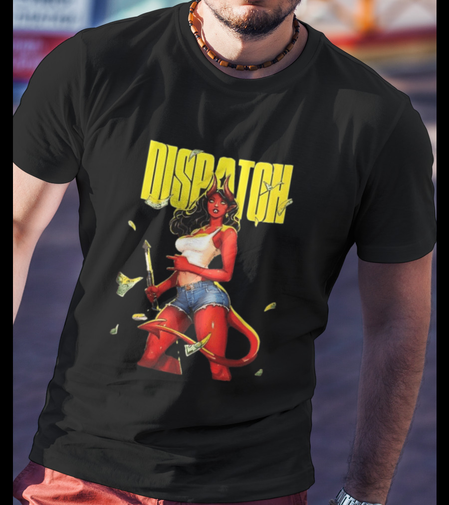 Parky Dispatch Malevola Devil Woman In Denim And White Top With Yellow T-Shirt