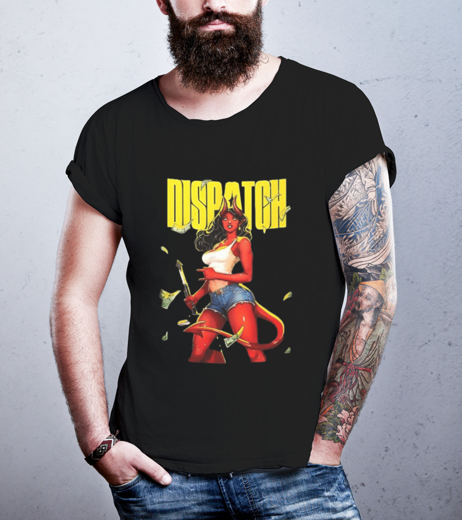 Parky Dispatch Malevola Devil Woman In Denim And White Top With Yellow T-Shirt
