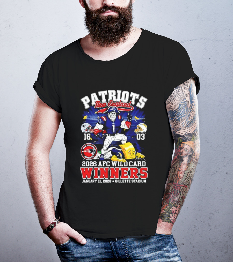 Patriots New England 2026 AFC Wild Card Winners Gillette Stadium January 11th T-Shirt