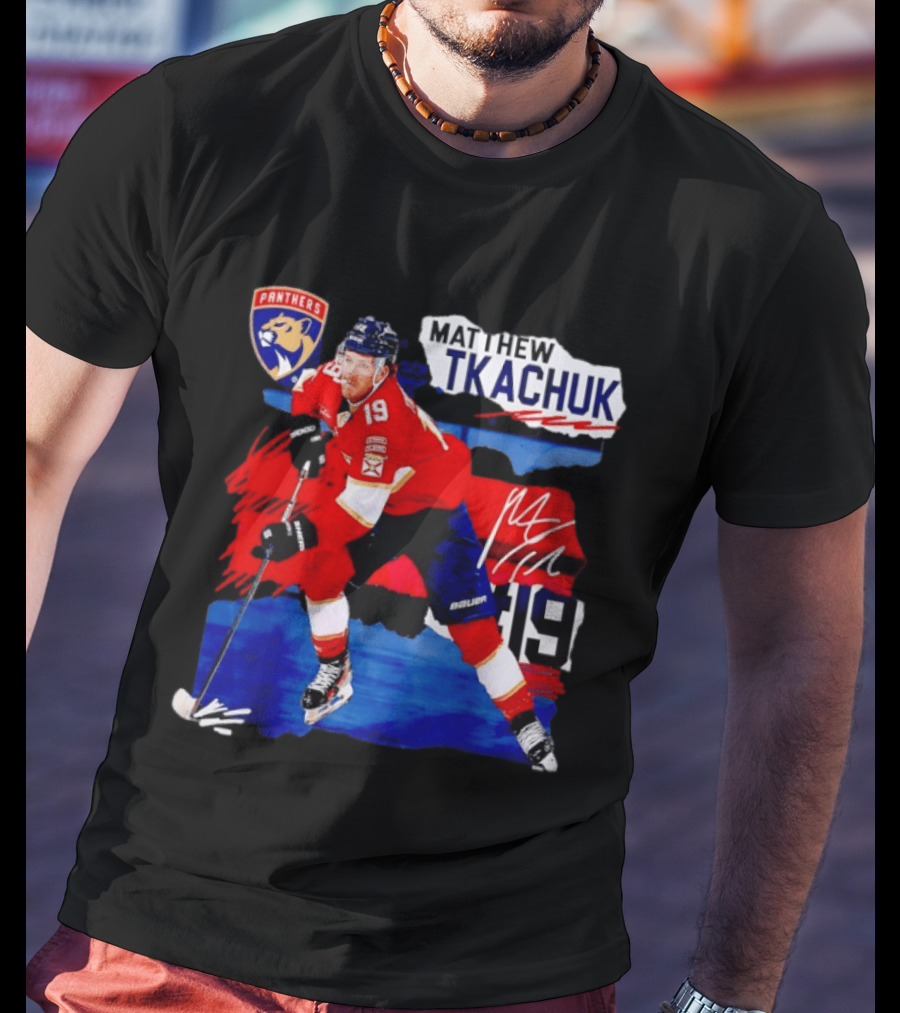 Matthew Tkachuk 19 Florida Panthers NHL Hockey Player Image T-Shirt