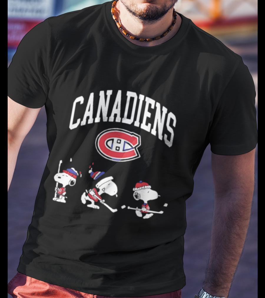 Montreal Canadiens Peanuts Snoopy Hockey Go Habs Go T-Shirt
