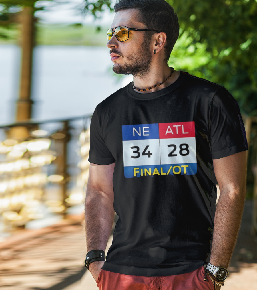 NE 34 ATL 28 Final OT Super Bowl LI Scoreboard T-Shirt