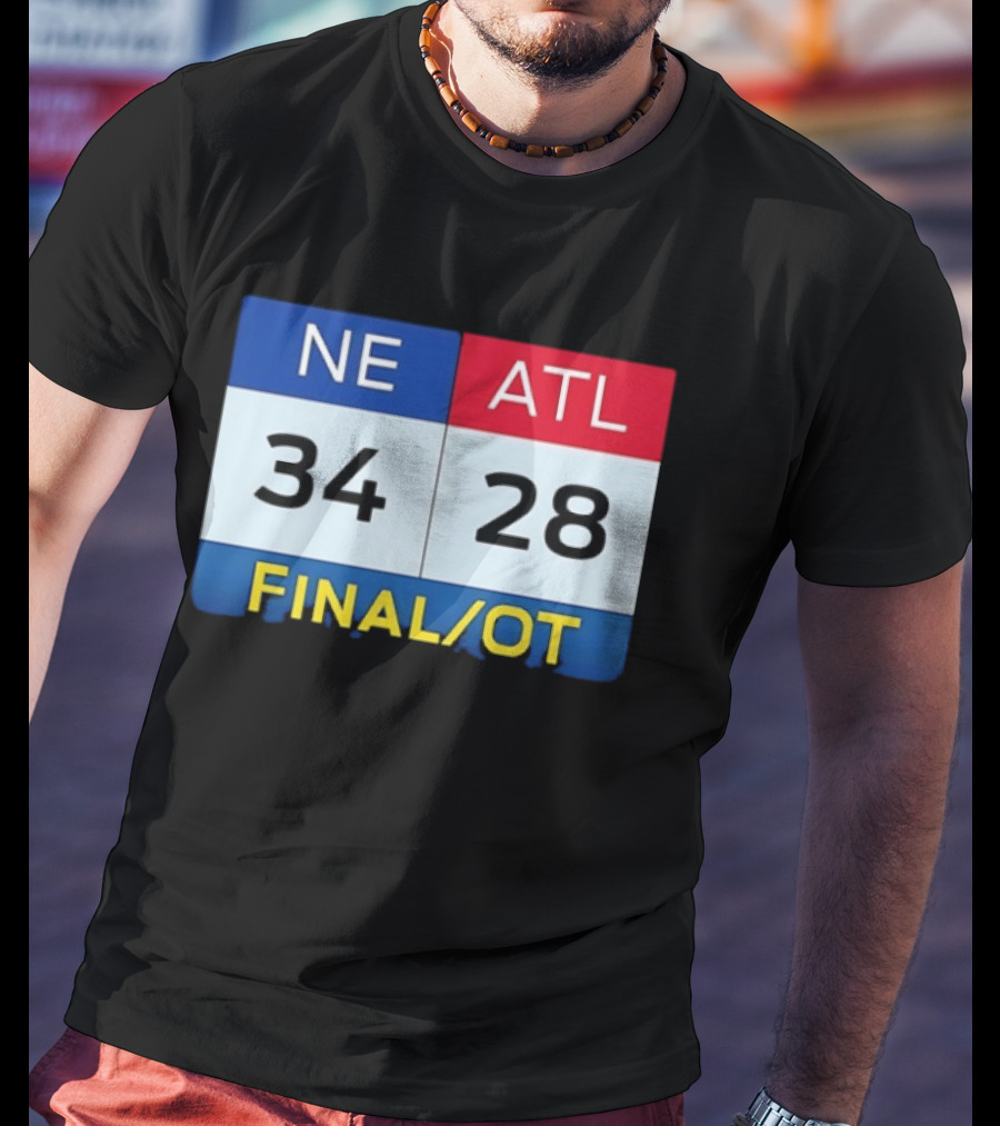 NE 34 ATL 28 Final OT Super Bowl LI Scoreboard T-Shirt