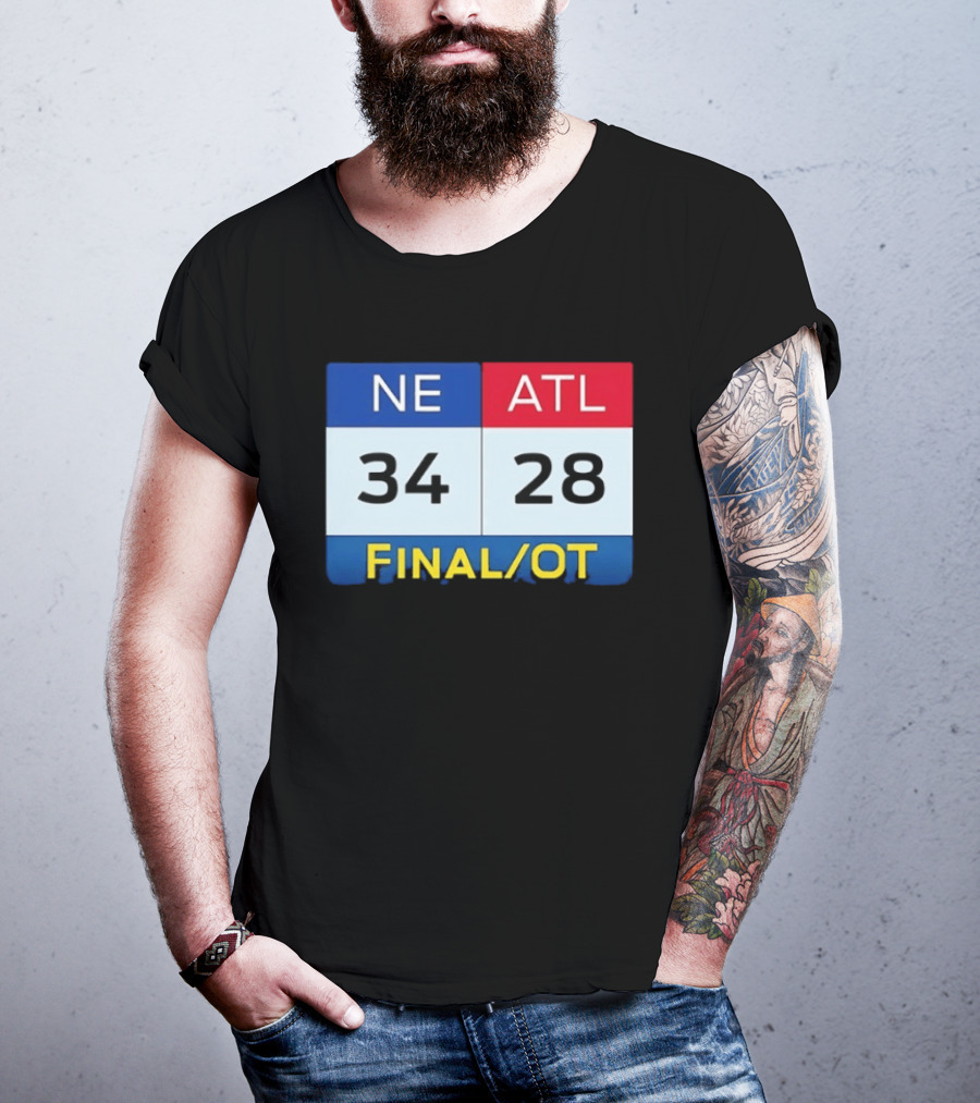 NE 34 ATL 28 Final OT Super Bowl LI Scoreboard T-Shirt