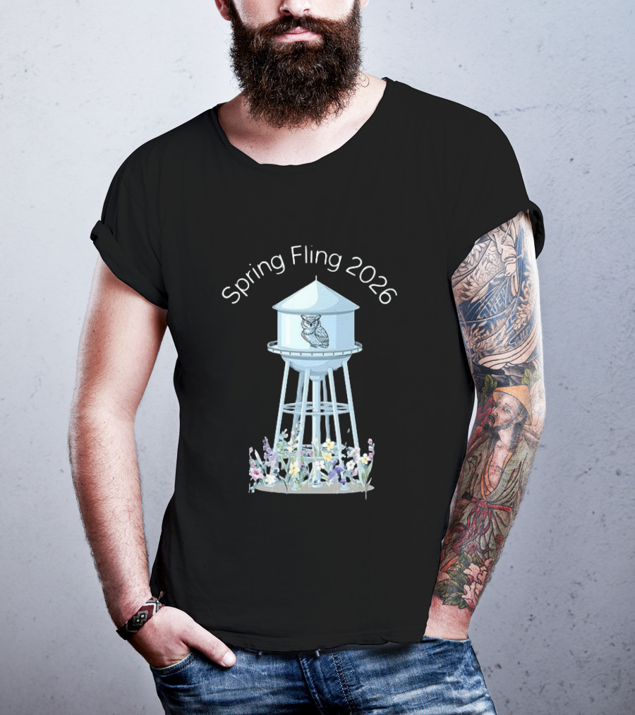 Spring Fling 2026 Owl Water Tower Blossoms T-Shirt