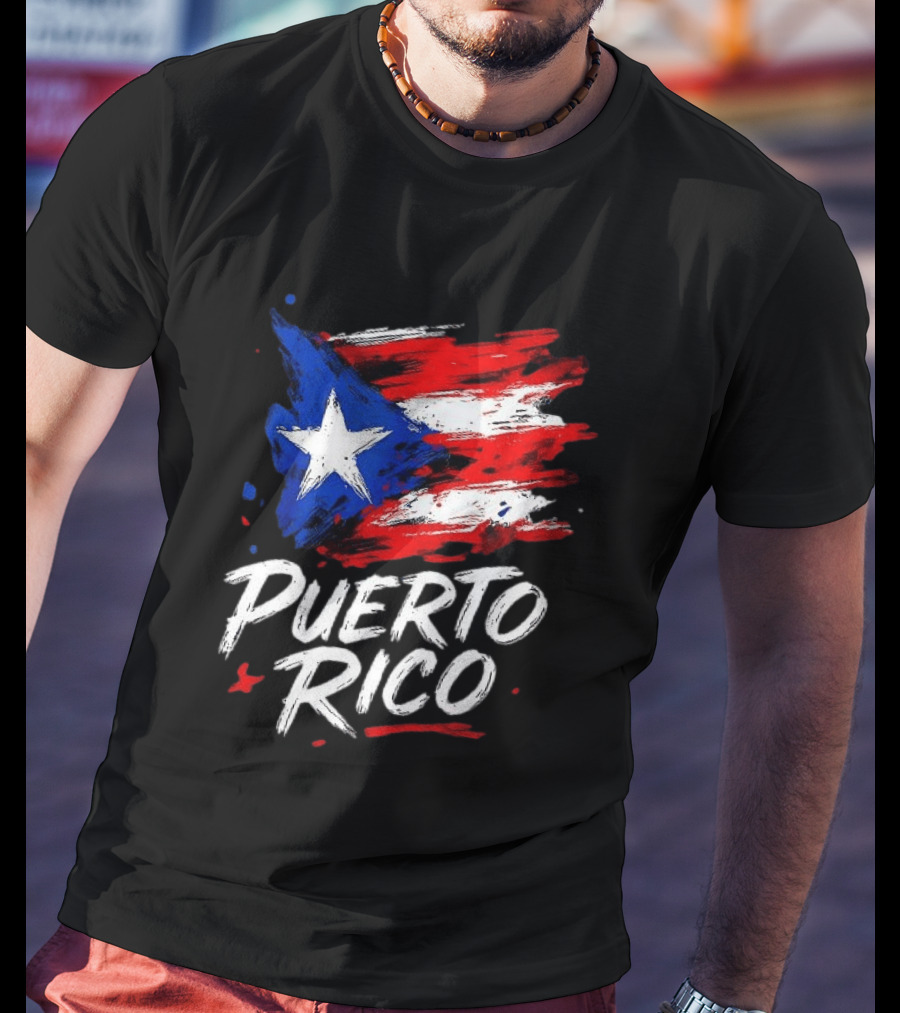 Puerto Rico Flag Brush Stroke Style Classic Representation T-Shirt