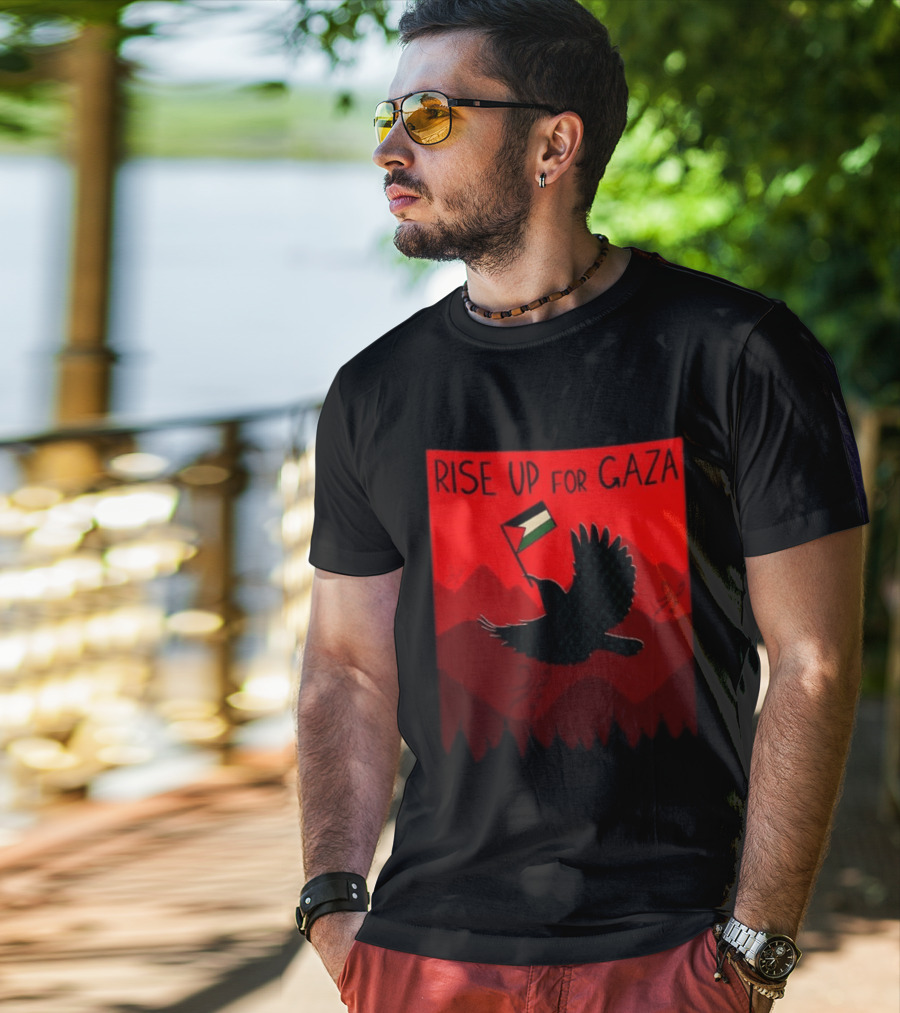 Rise Up For Gaza Palestinian Flag Bird T-Shirt