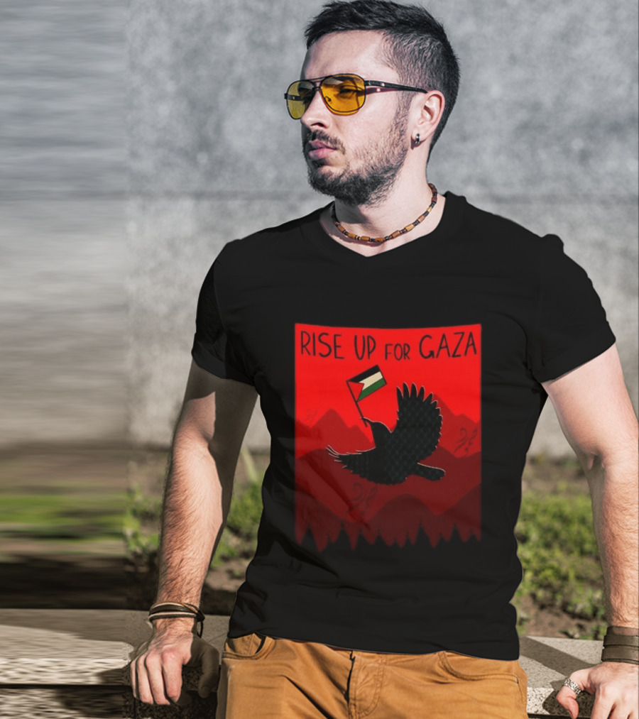Rise Up For Gaza Palestinian Flag Bird T-Shirt