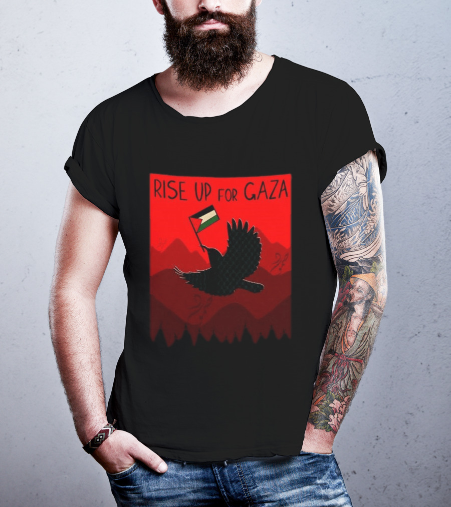 Rise Up For Gaza Palestinian Flag Bird T-Shirt
