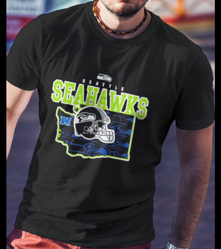 Seattle Seahawks Evergreen State Helmet Map Gameday NFL Team T-Shirt