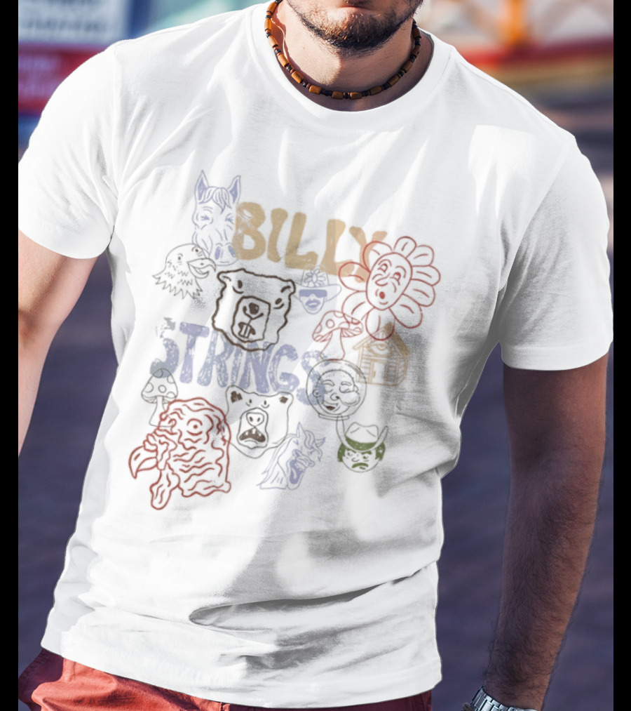 Billy Strings Winter 2026 Tour Characters Colorful Illustrations T-Shirt