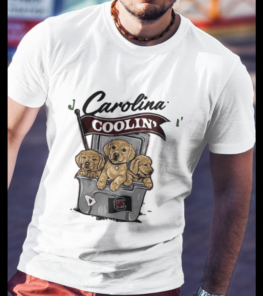 Carolina Coolin' South Carolina Gamecocks Puppies In Ice Chest T-Shirt