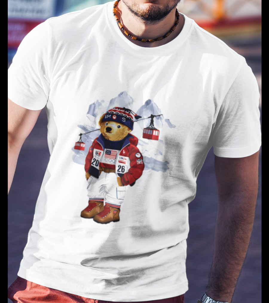 Taylor Olympics 2026 Bear Winter Skiing Outfit T-Shirt