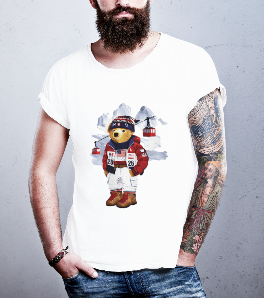Taylor Olympics 2026 Bear Winter Skiing Outfit T-Shirt
