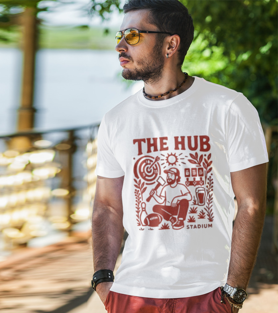 The Hub Stadium Archery Axe Throwing Brewery Activities T-Shirt