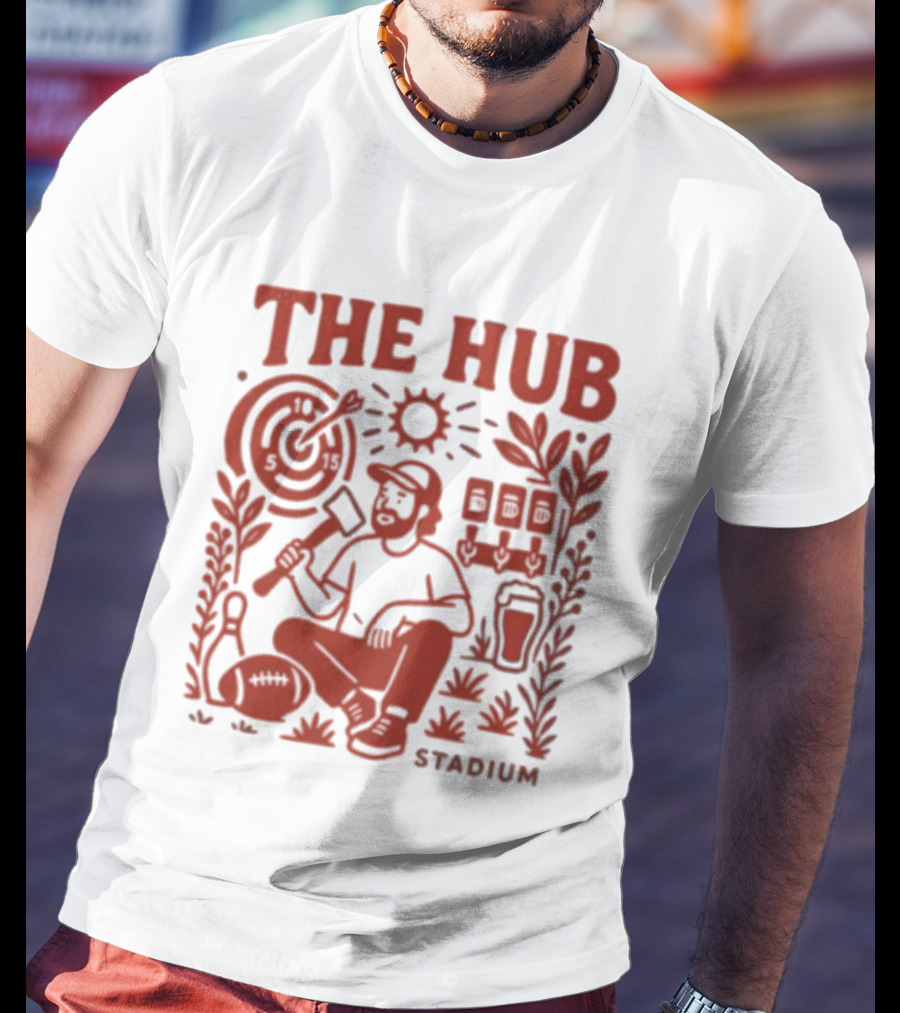 The Hub Stadium Archery Axe Throwing Brewery Activities T-Shirt