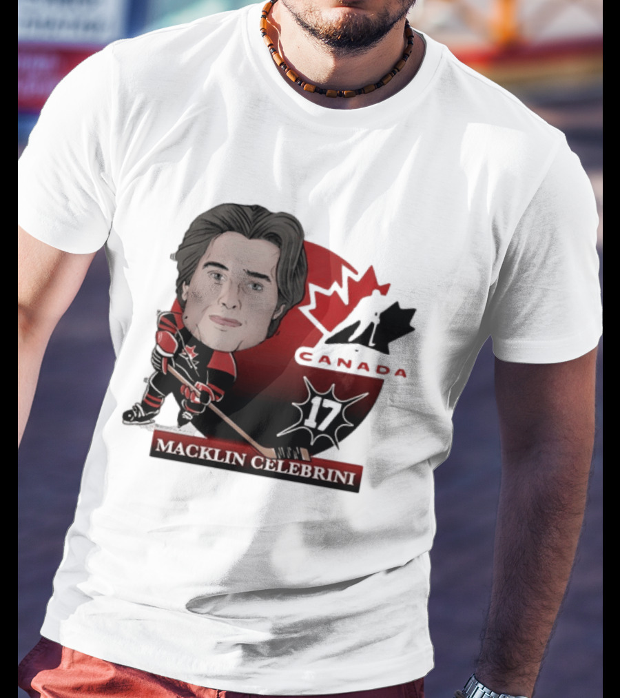 Hockey Canada Macklin Celebrini 17 Canada Leaf T-Shirt