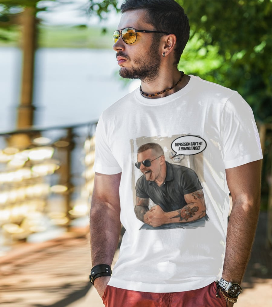 Joey Keegan Flex Pose Depression Can't Hit A Moving Target T-Shirt