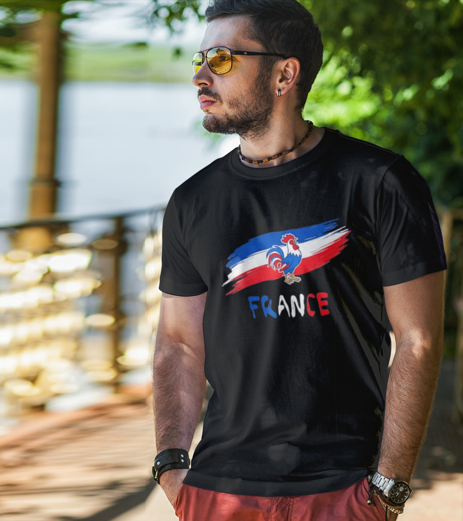 France Rooster French Flag Pride T-Shirt