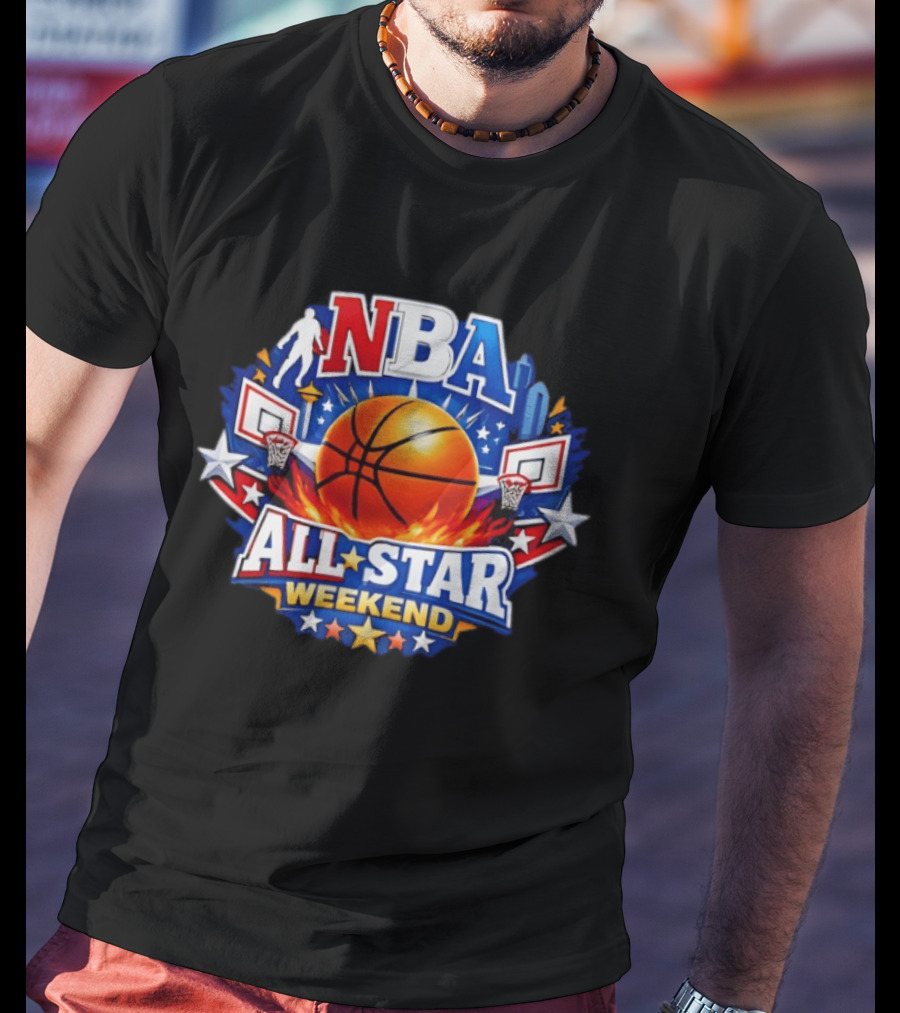 NBA All Star Weekend 2026 Basketball Hoops Stars Skyline T-Shirt