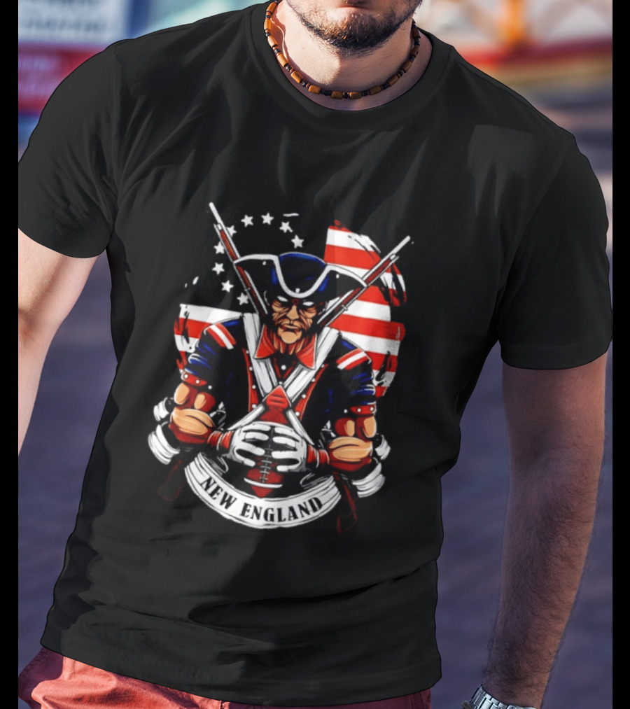 Patriotic New England Patriots American Flag Football Player T-Shirt